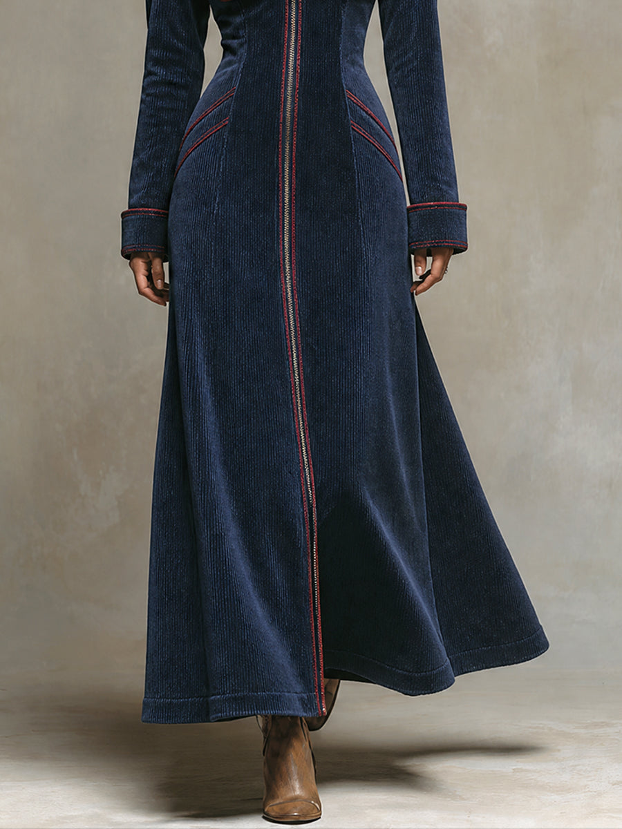 Vestido Largo Midnight Nomad de Pana Estilo Duster