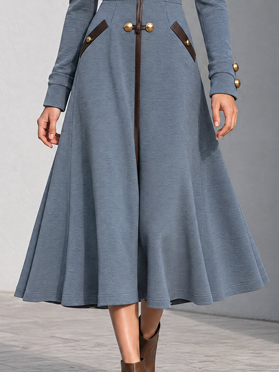 Vestido Abrigo Midi Slate Nomad con Alamares