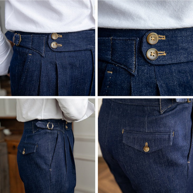 Pantalón de Mezclilla "Rome" Estilo Workwear con Doble Pliegue