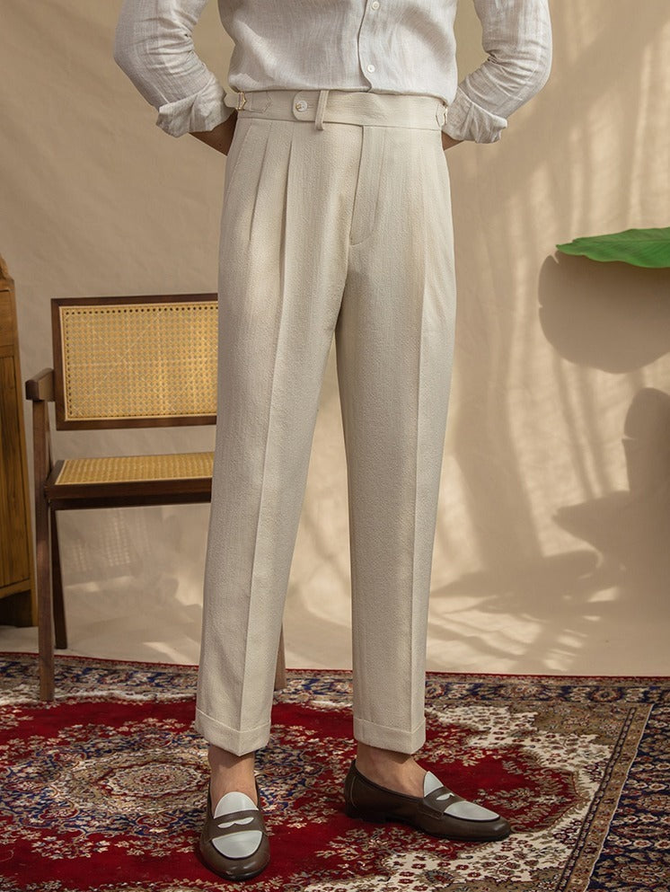Pantalón "Monterosso" de Seersucker con Pliegue