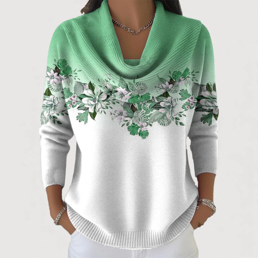 Alba | Suéter Floral con Cuello Vuelto