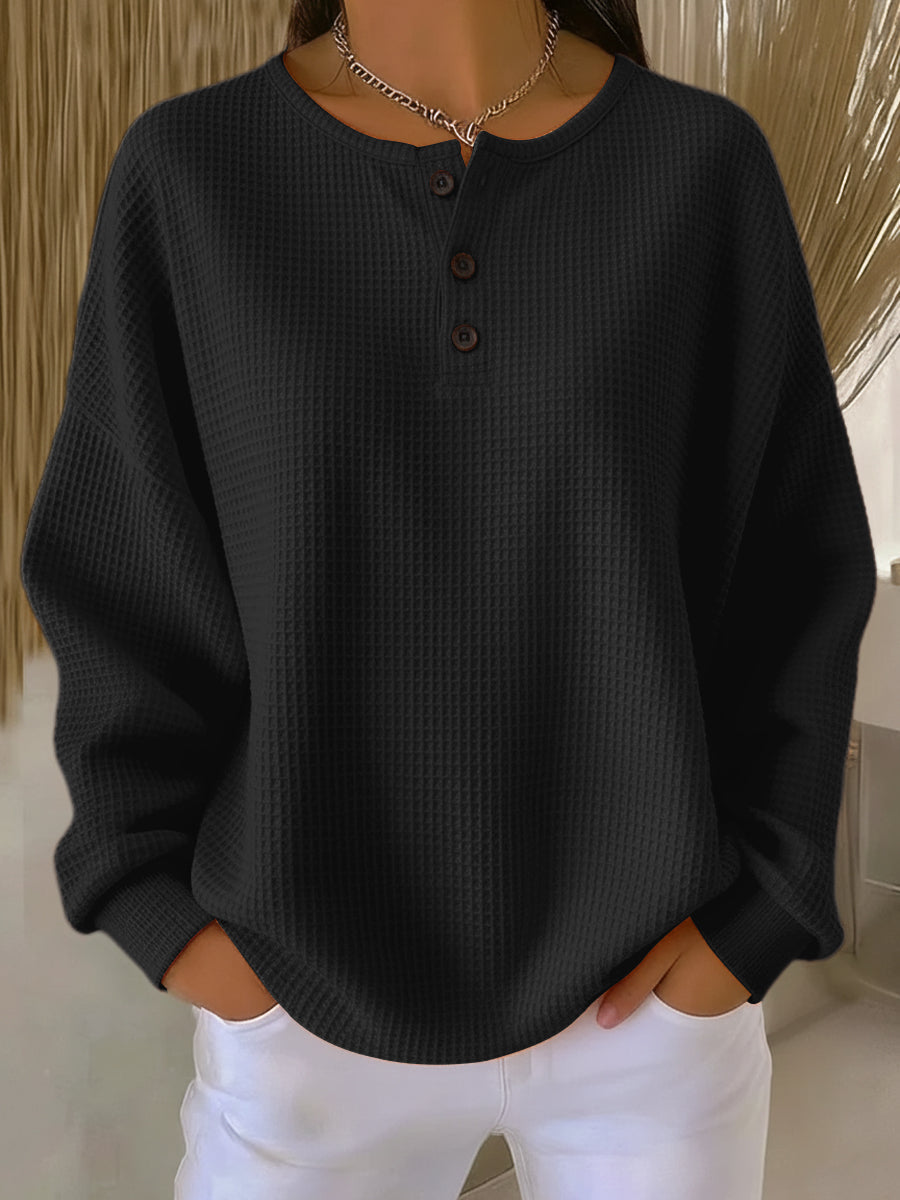 Milagros | Sudadera Henley Gofrada
