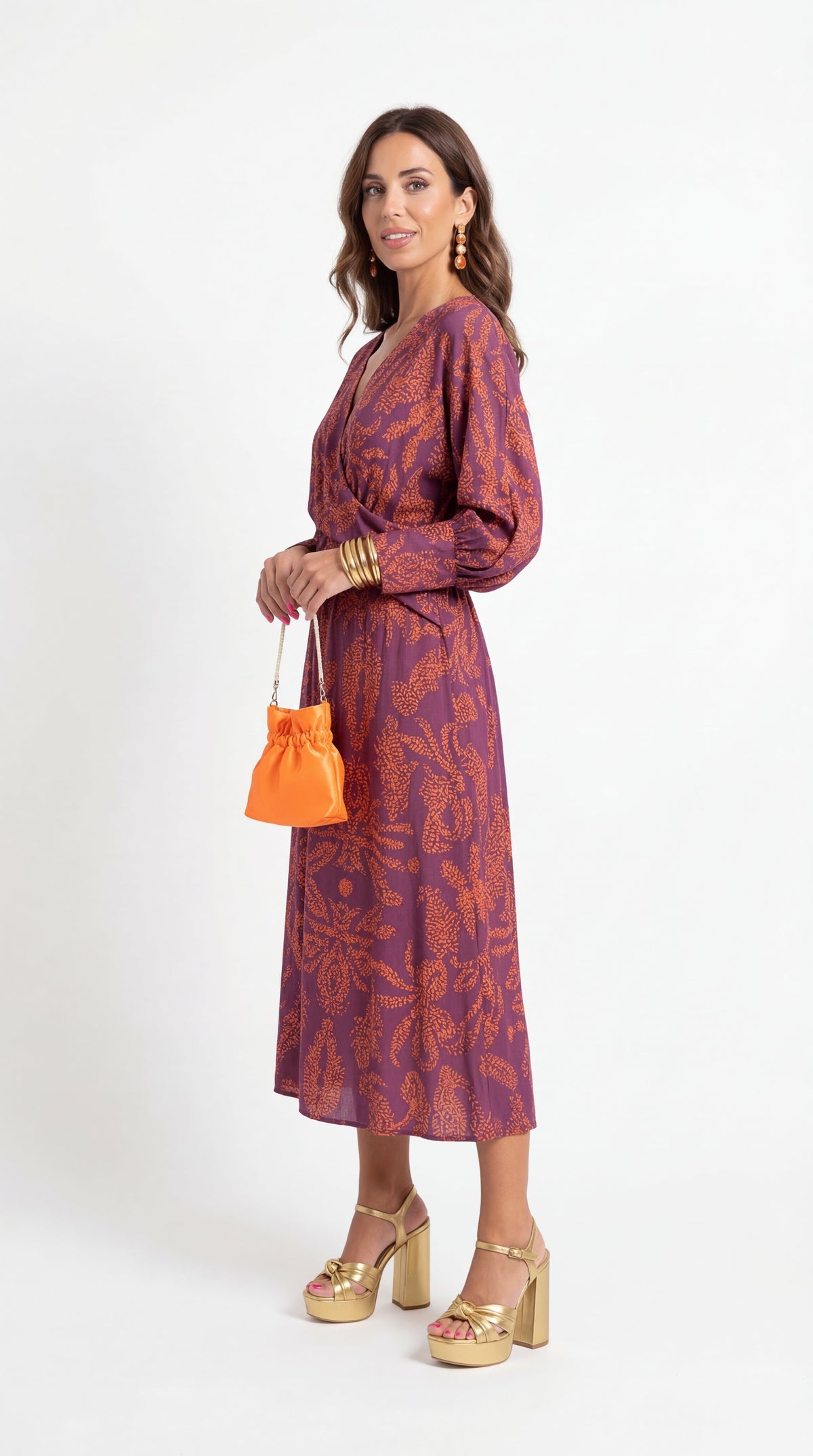 Isadora | Vestido Midi de Mujer Estampado de Manga Larga