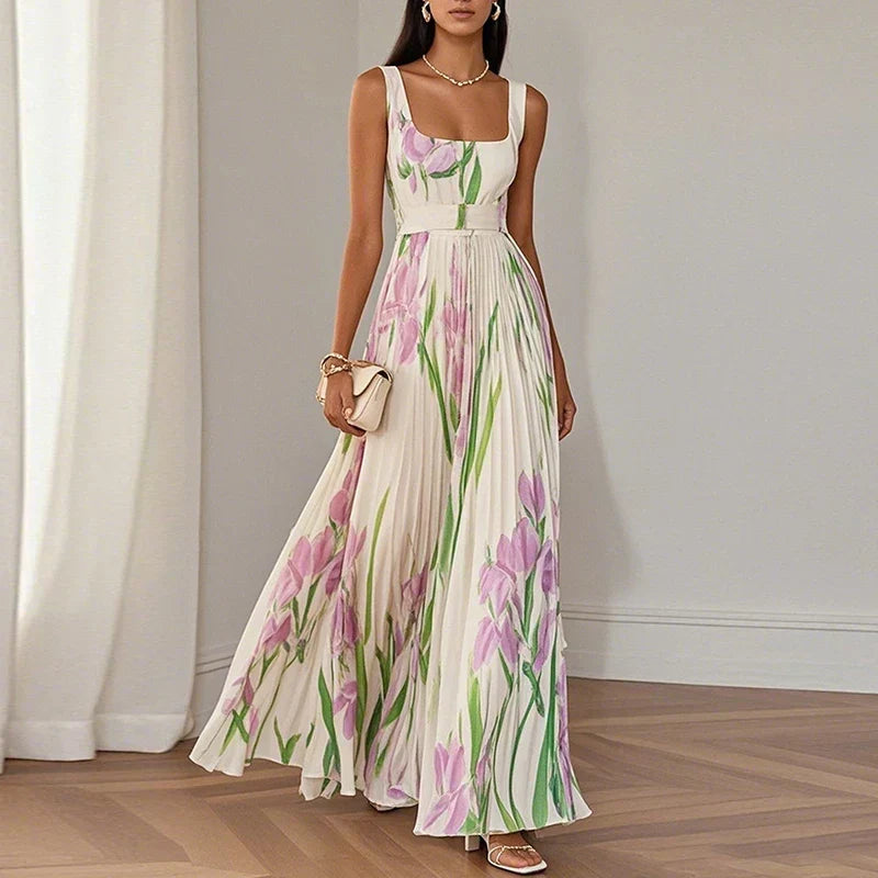 Oriah | Vestido Largo de Mujer Floral Corte A de Seda