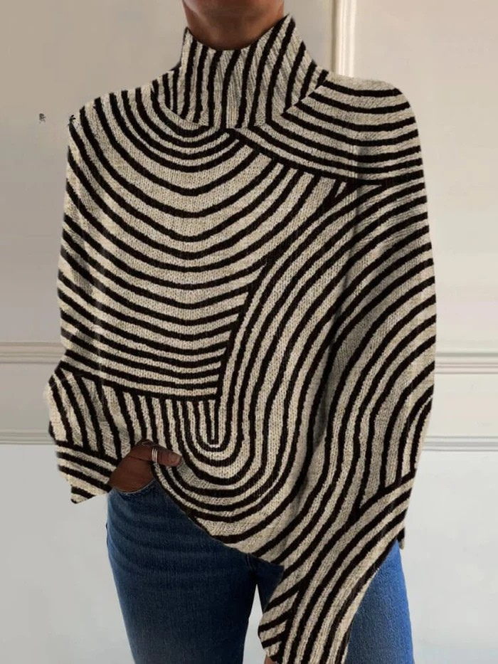 Carys | Suéter de Cuello de Tortuga con Diseño de Líneas