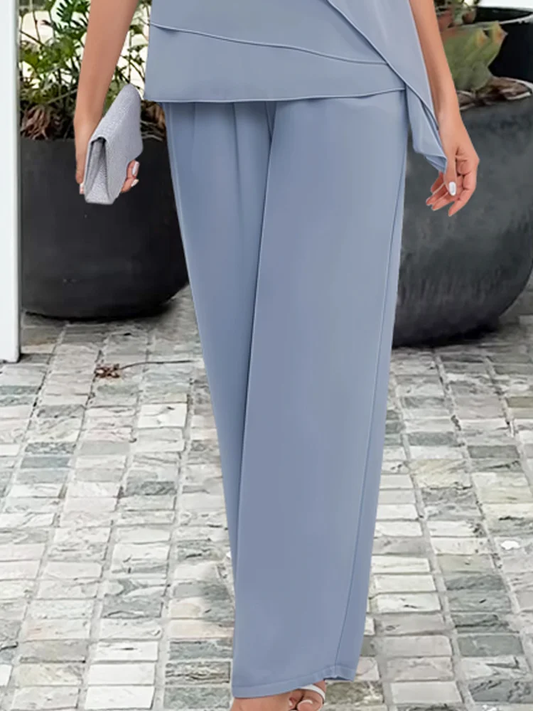 Ninon | Conjunto de Blusa Asimétrica en Capas y Pantalón Amplio