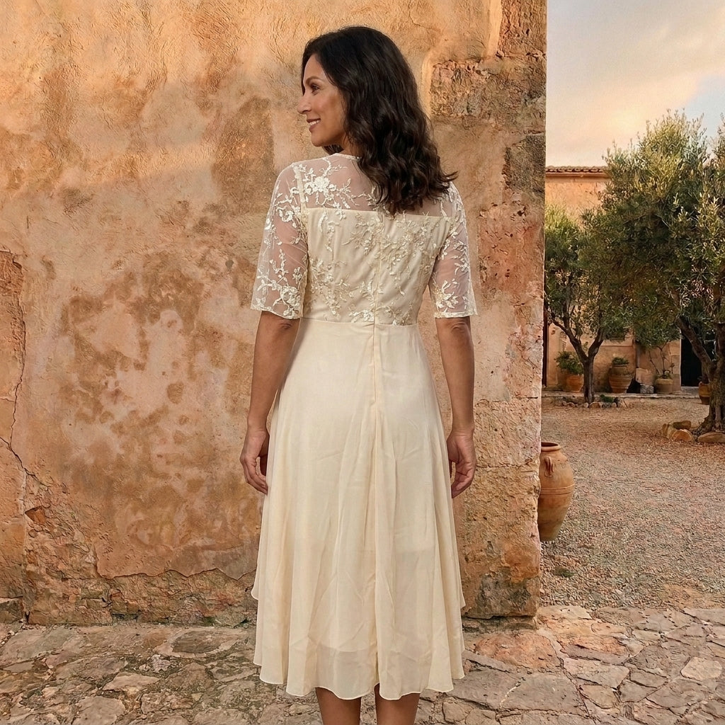 Lorenza | Vestido de Mujer de Chifón con Corpiño de Encaje