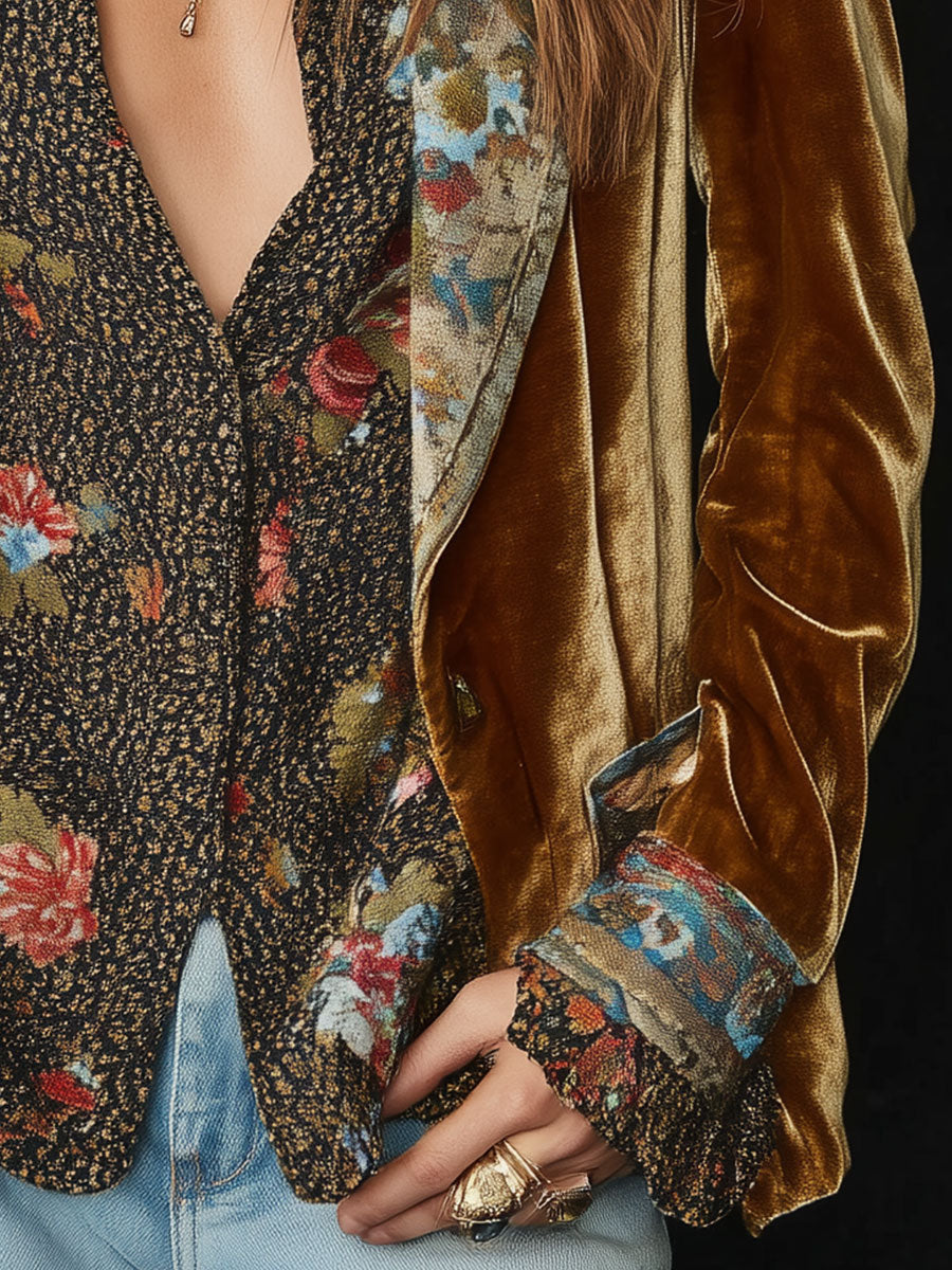 Marcelline | Blazer Patchwork con Estampado Floral Vintage