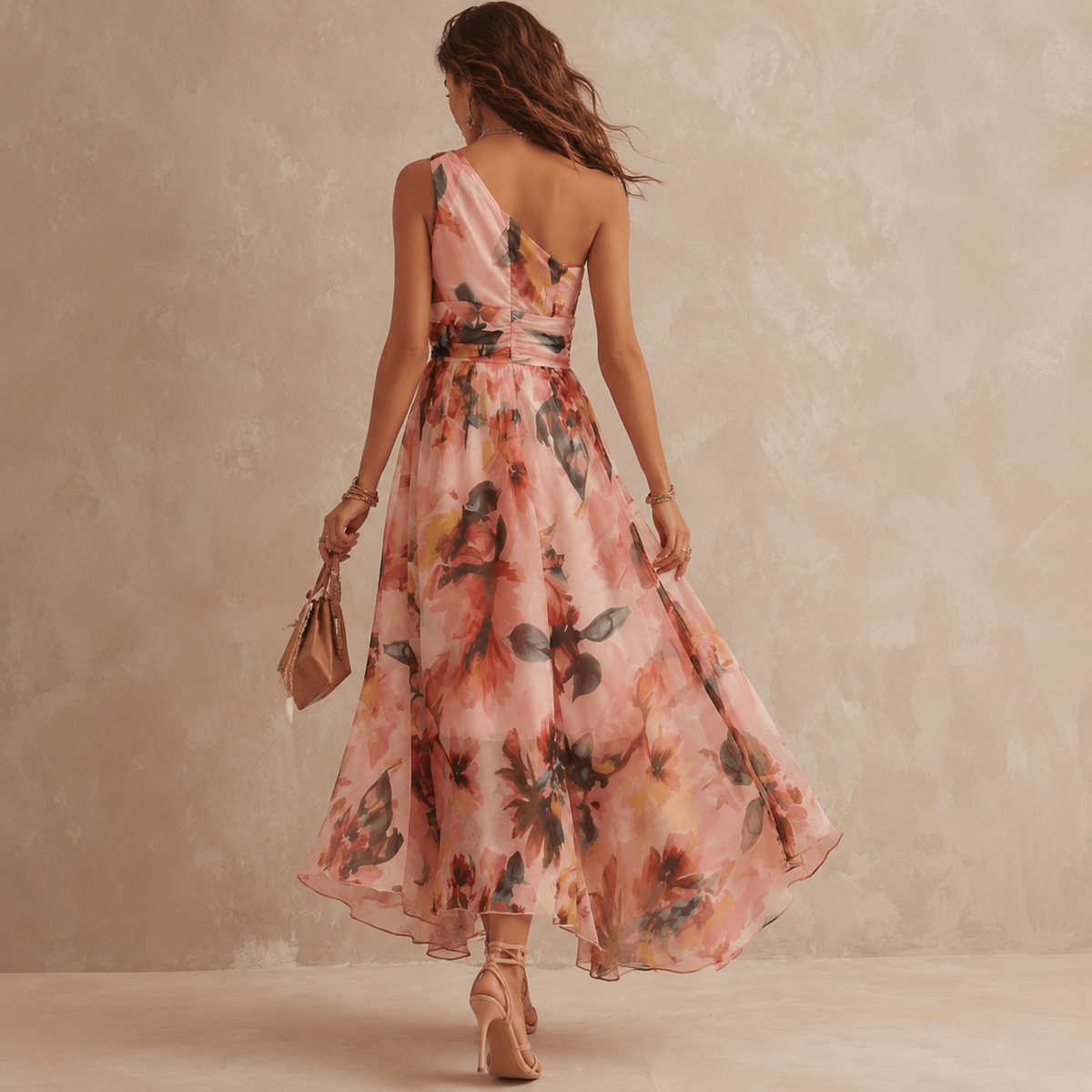 Aurora | Vestido Largo de Mujer Floral de un Solo Hombro