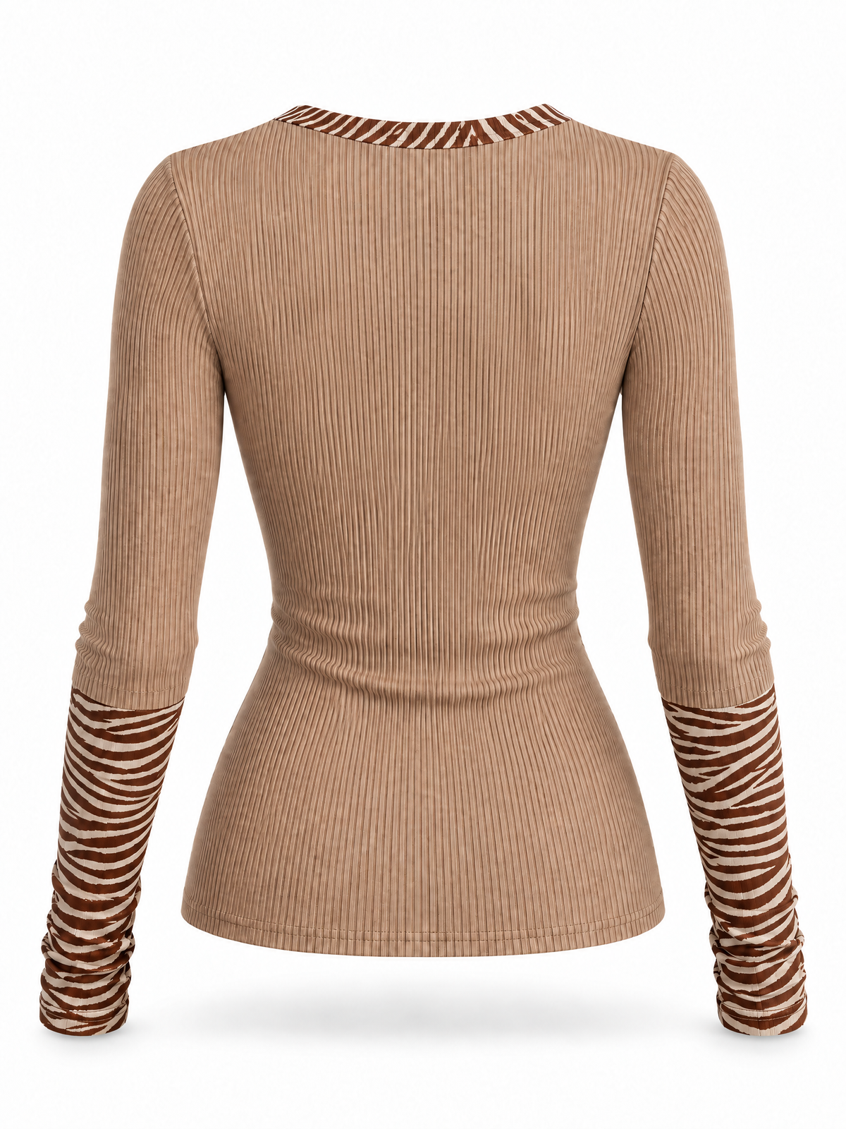 Top Acanalado Desert Muse con Ribetes de Cebra