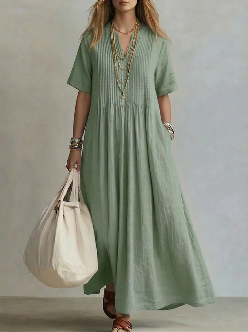 Diletta | Vestido Plisado Verde Salvia