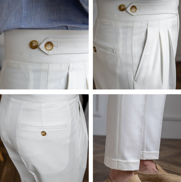 Pantalón "Moneglia" con Pliegue, Corte Recto