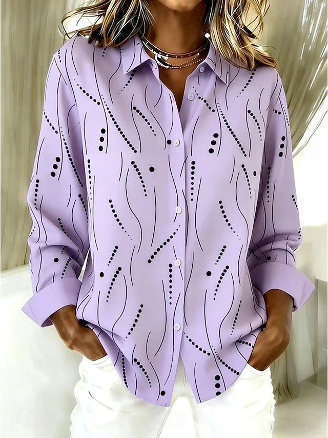 Araceli | Blusa Casual con Estampado Abstracto y Botones