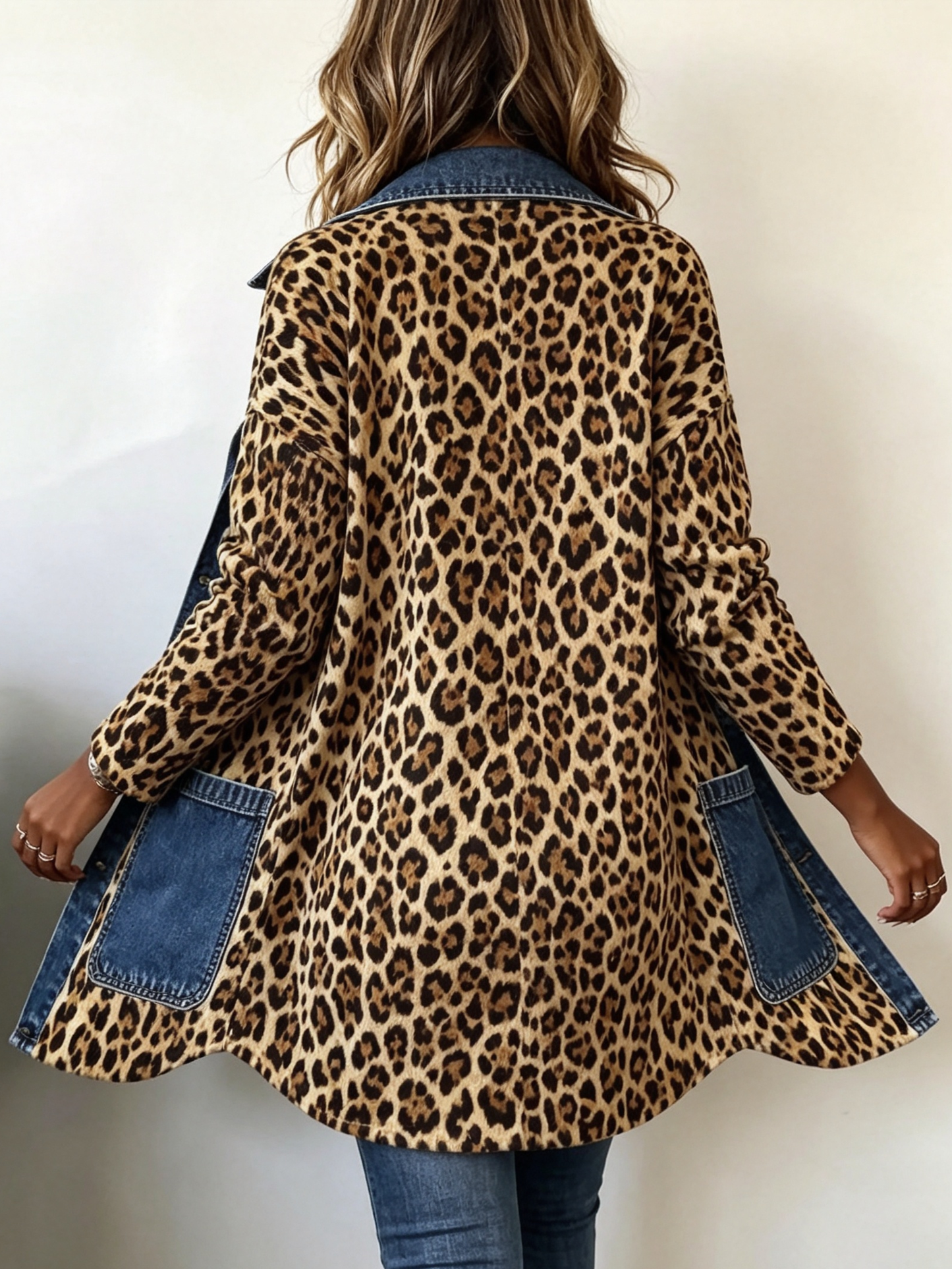 Lorena | Chamarra Larga de Leopardo con Mezclilla