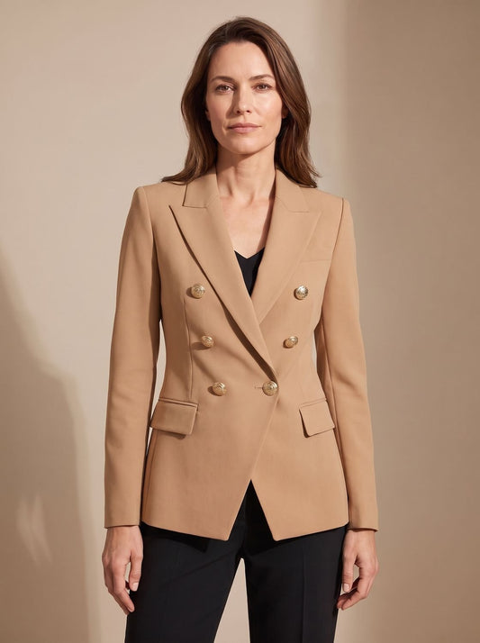 Marianne | Blazer Cruzado Entallado con Botones Dorados