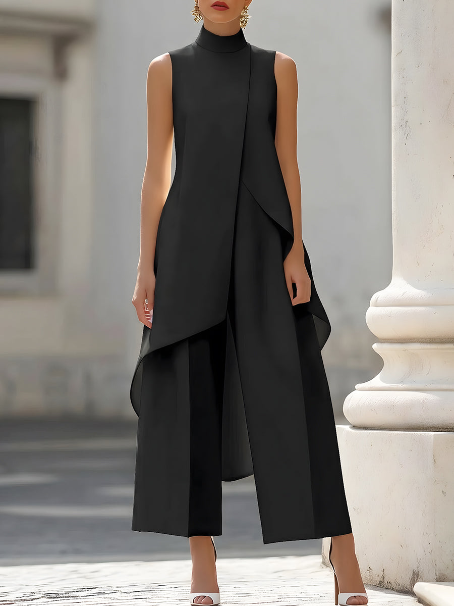 Catalina | Conjunto de Mujer con Cuello Alto y Pantalón Palazzo