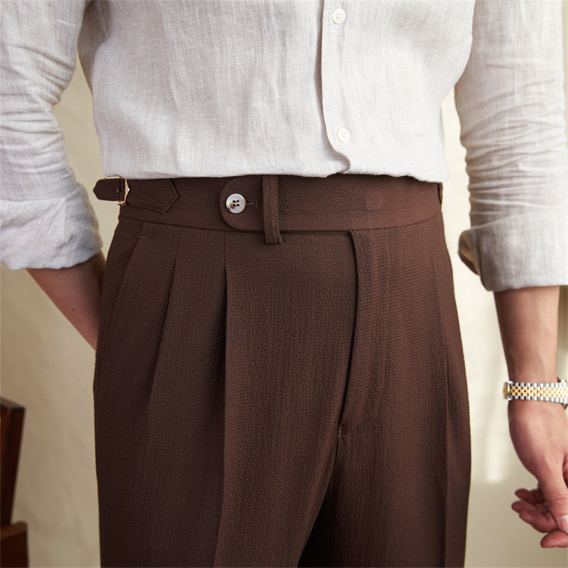 Pantalón "Monterosso" de Seersucker con Pliegue