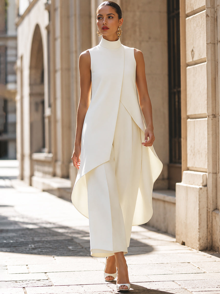 Catalina | Conjunto de Mujer con Cuello Alto y Pantalón Palazzo