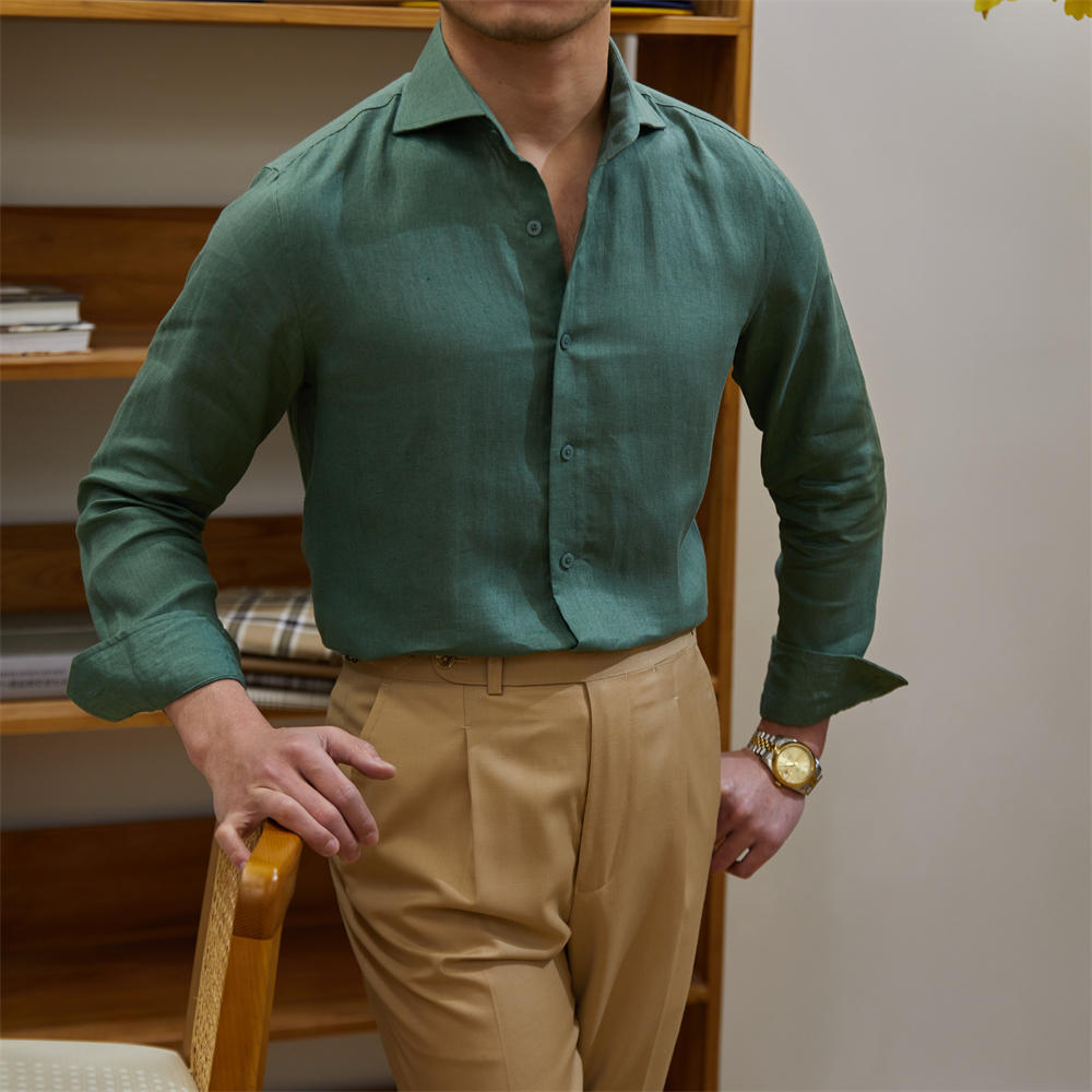 Camisa "Monaco" de Lino, Manga Larga