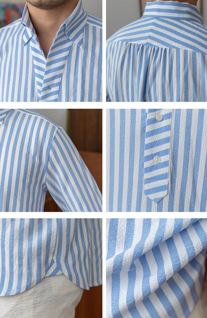 Camisa "St. Tropez" de Seersucker a Rayas