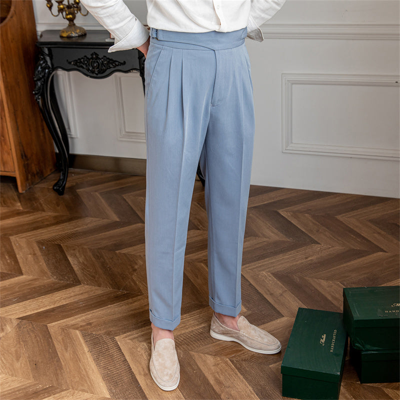 Pantalón "Portovenere" Gurkha con Botón y Pliegue