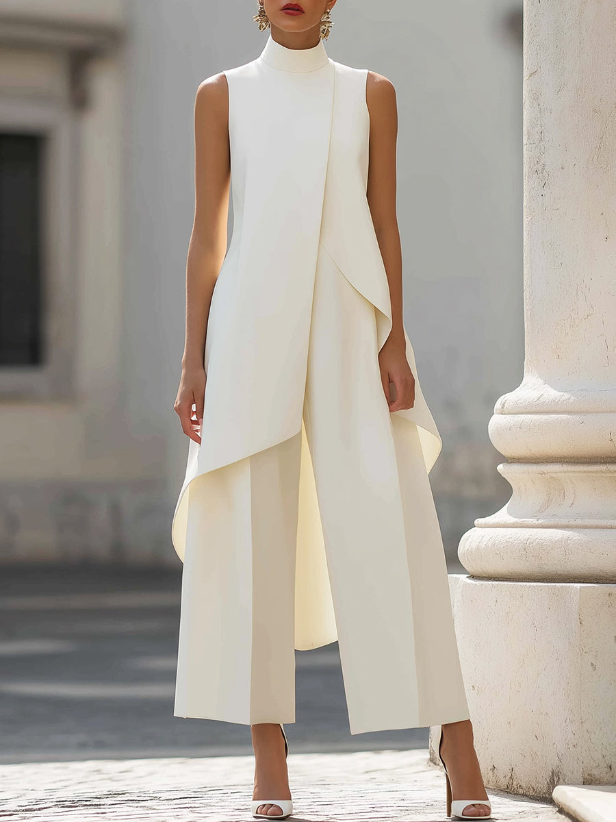 Catalina | Conjunto de Mujer con Cuello Alto y Pantalón Palazzo