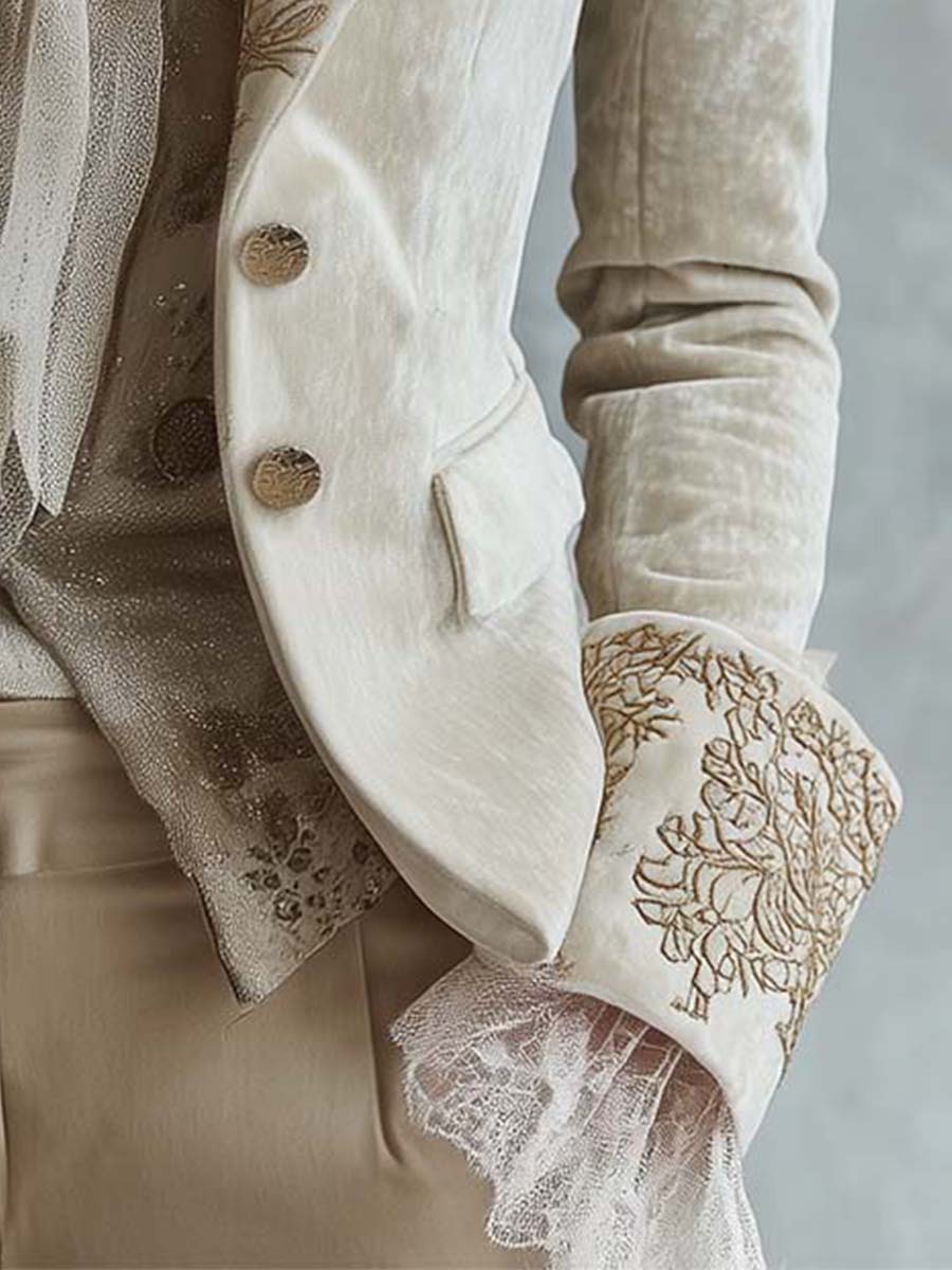 Constance | Blazer Marfil Bordado Estilo Sastre