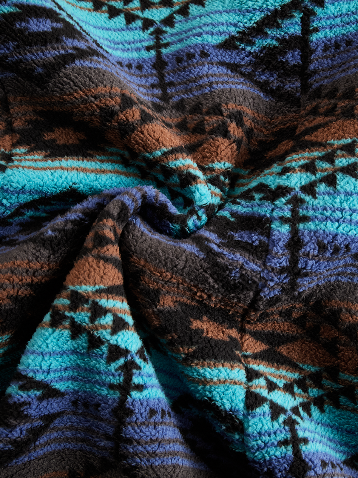 Abrigo Largo Boho Retro de Lana con Estampado Tribal