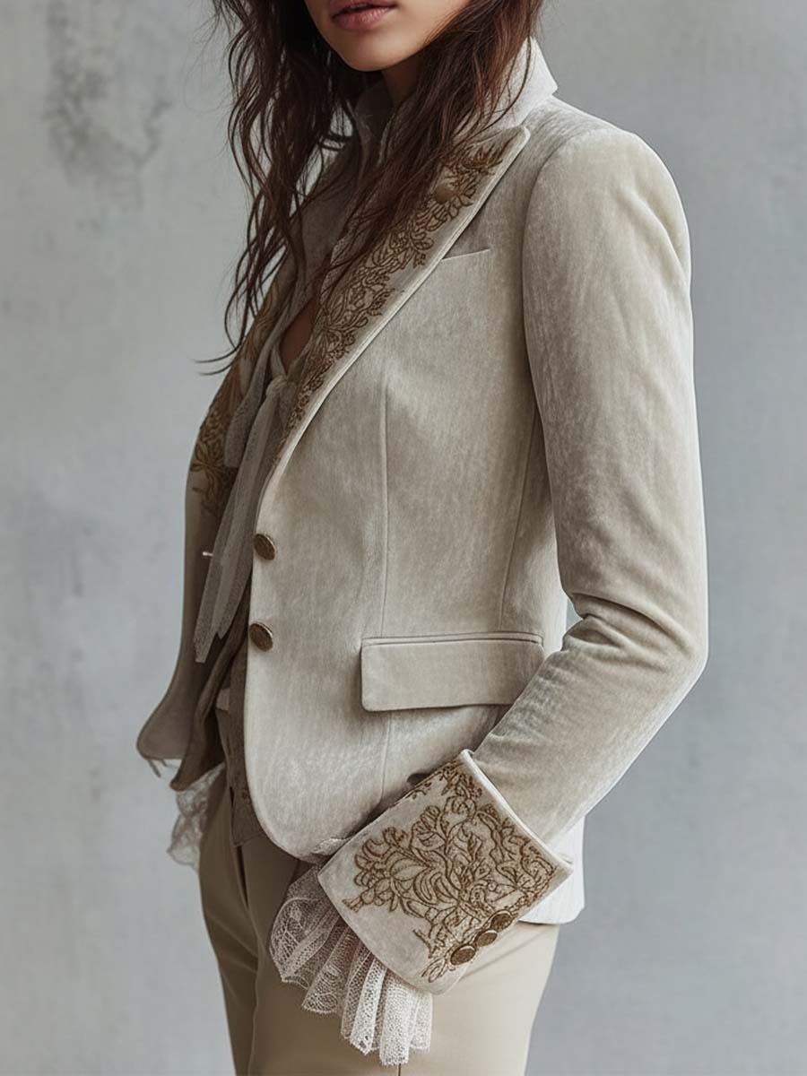 Constance | Blazer Marfil Bordado Estilo Sastre