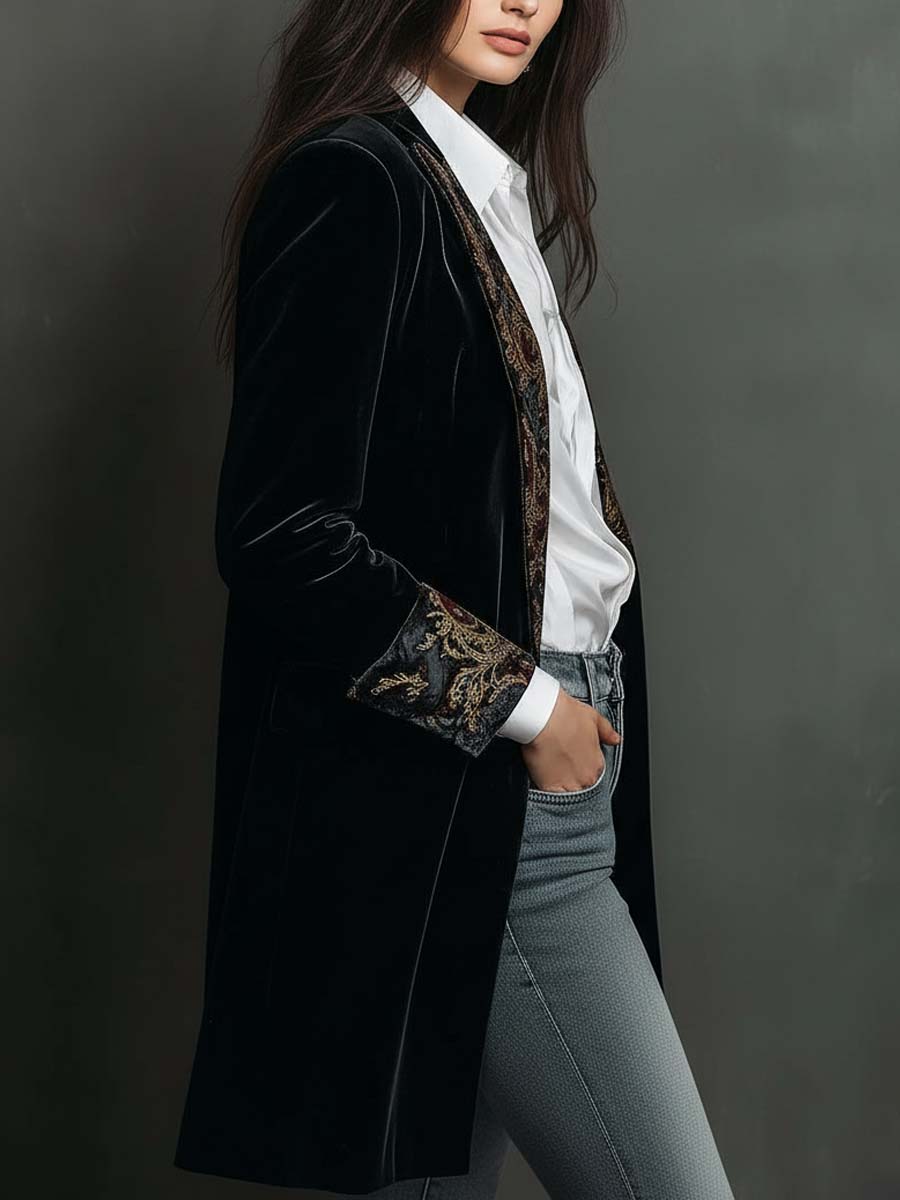 Léontine | Blazer Entallado con Estampado Barroco Negro
