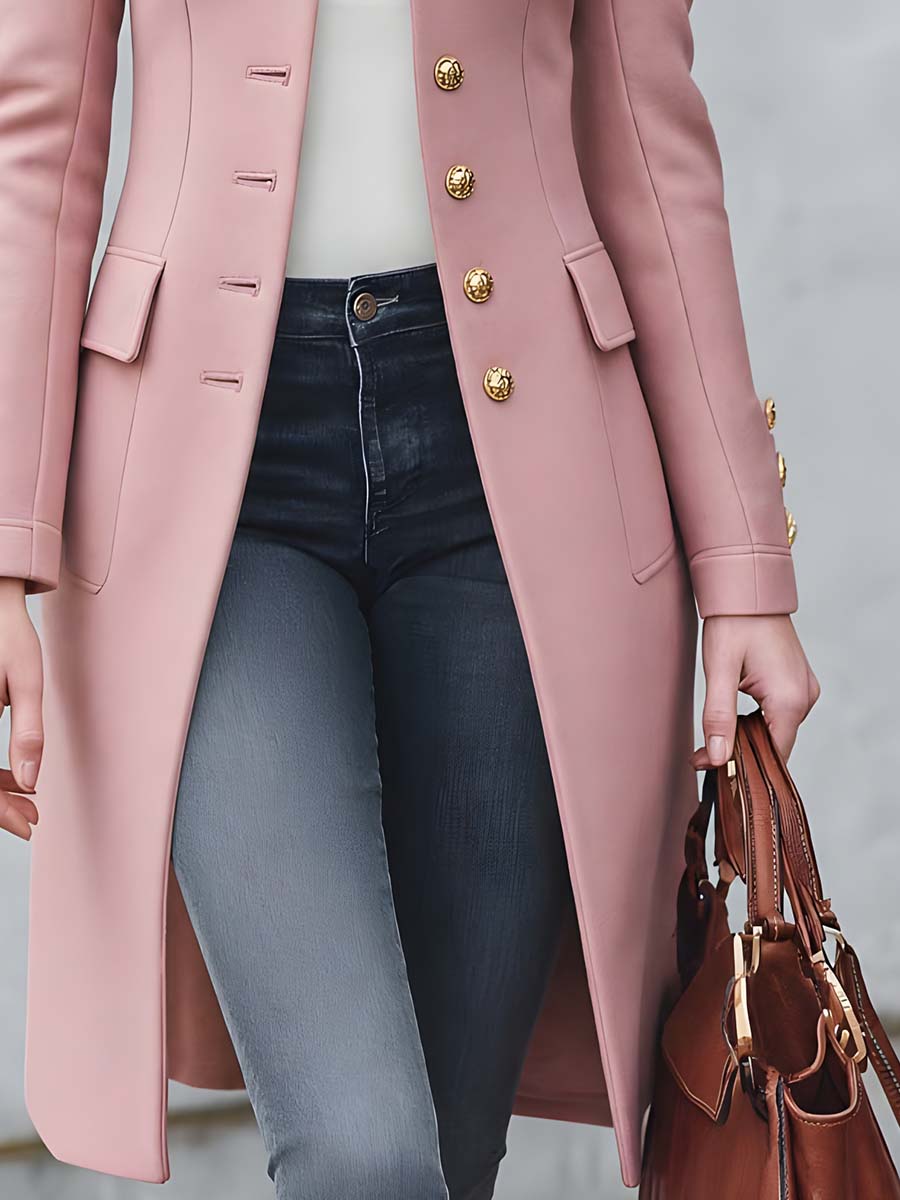 Abrigo Midi Vintage en Mezcla de Lana con Bordado de Hilo Metálico