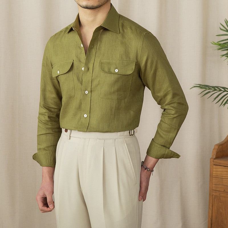 Camisa "Tuscany" de Lino, Manga Larga