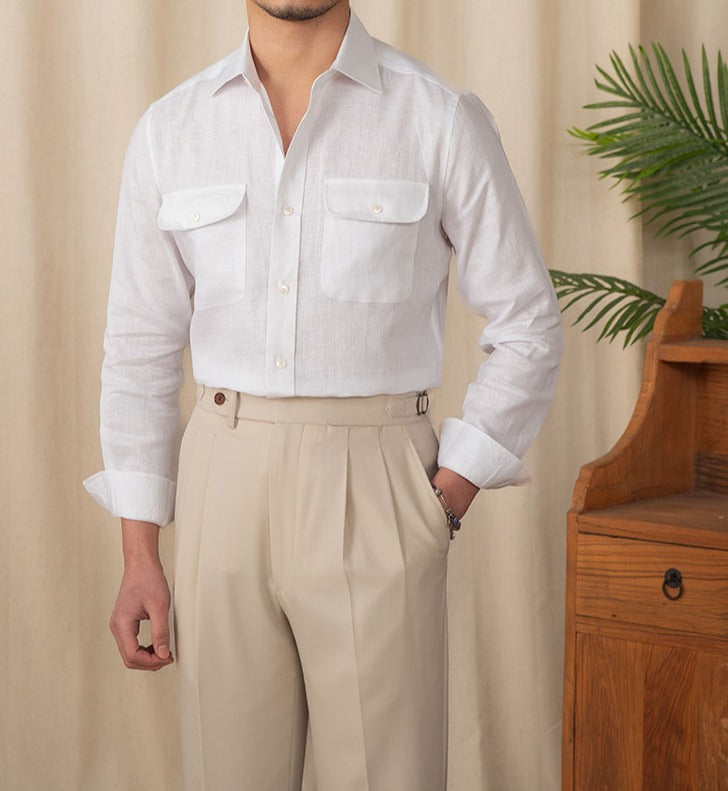 Camisa "Tuscany" de Lino, Manga Larga