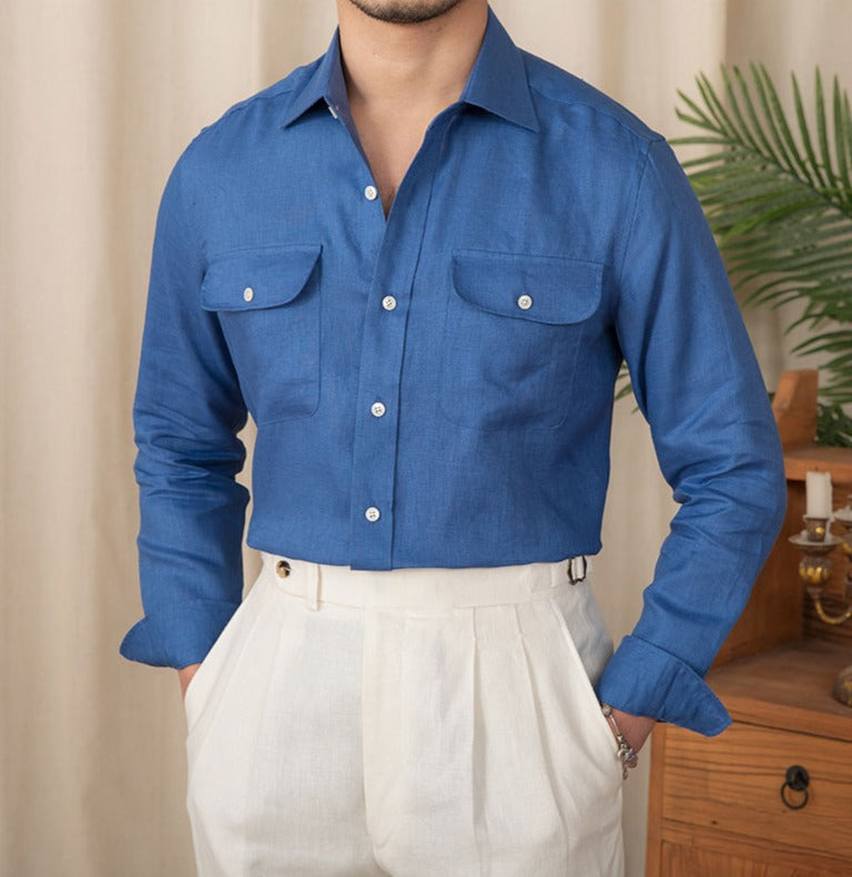 Camisa "Tuscany" de Lino, Manga Larga