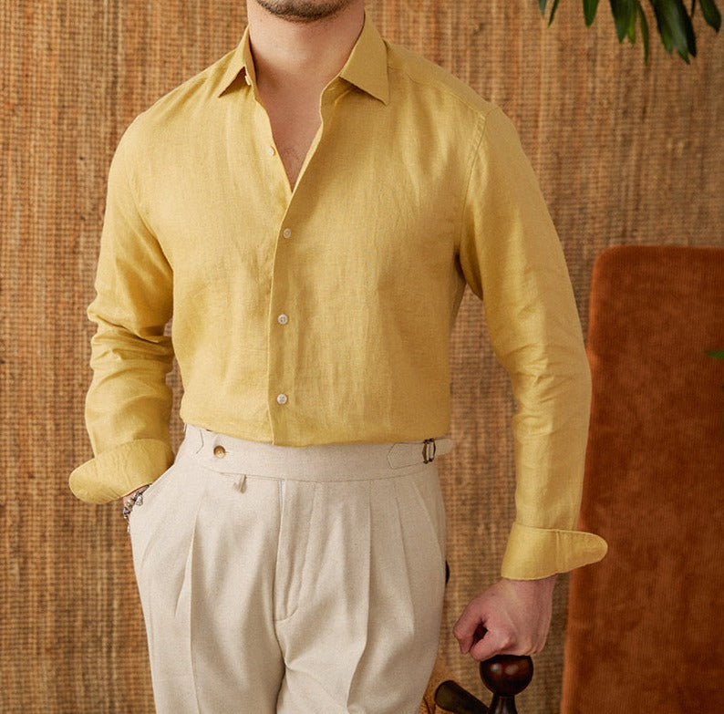 Camisa "Cannes" de Lino, Manga Larga
