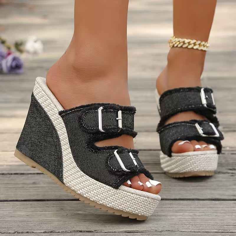 Atelier | Sandalias de Plataforma con Borde Deshilachado