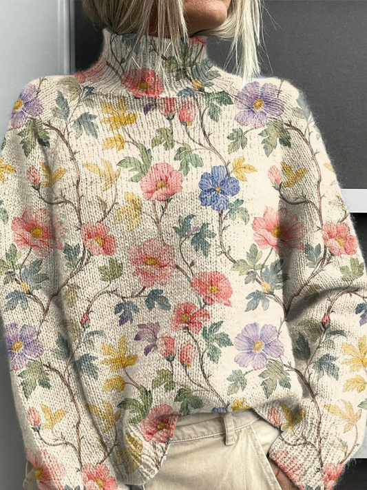 Susanna | Suéter de Cuello de Tortuga con Flores
