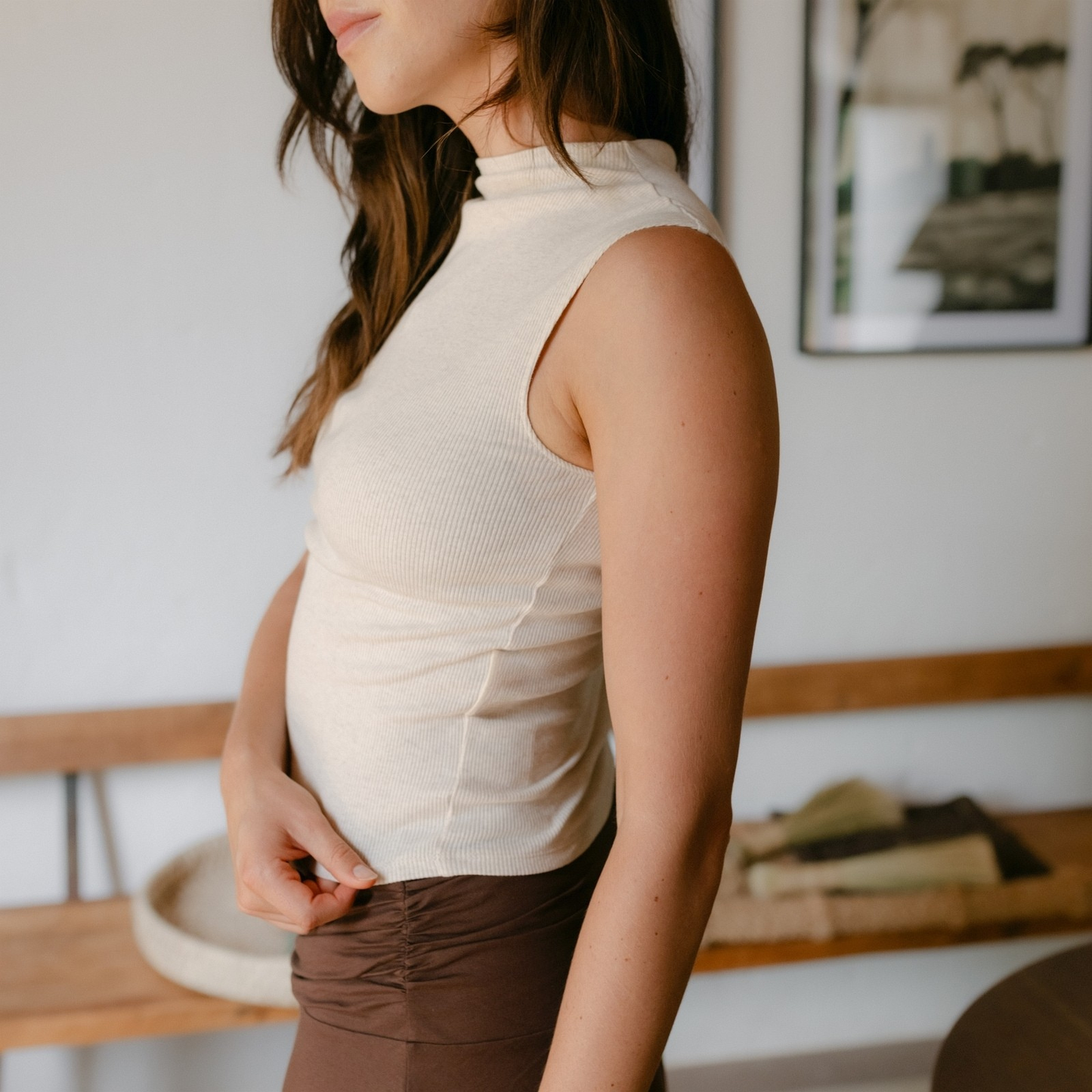 Top acanalado Nori con cuello alto