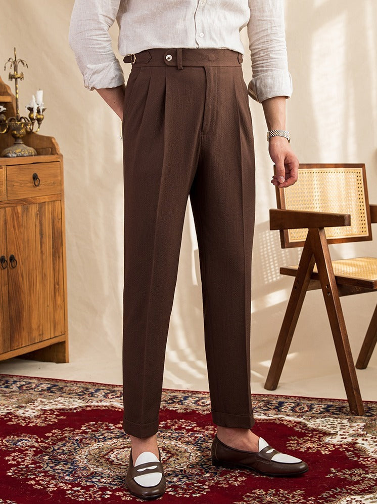 Pantalón "Monterosso" de Seersucker con Pliegue