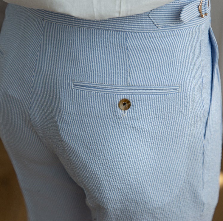 Pantalón "St. Tropez" de Seersucker Ligero con Pliegue