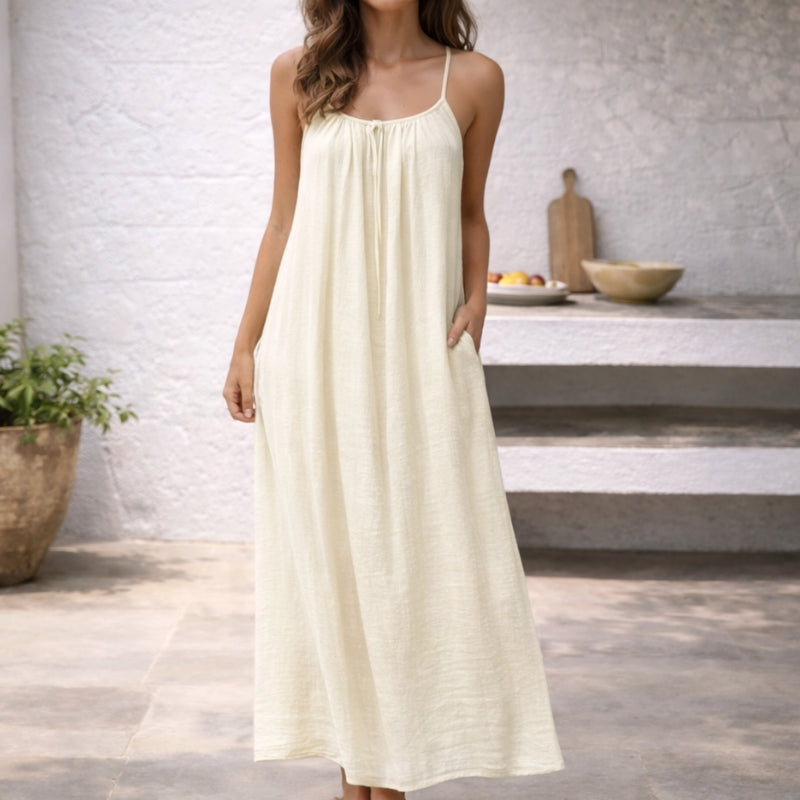 ISLA | Vestido Maxi Fresco con Cintura Ajustable para un Ajuste Perfecto a tu Medida