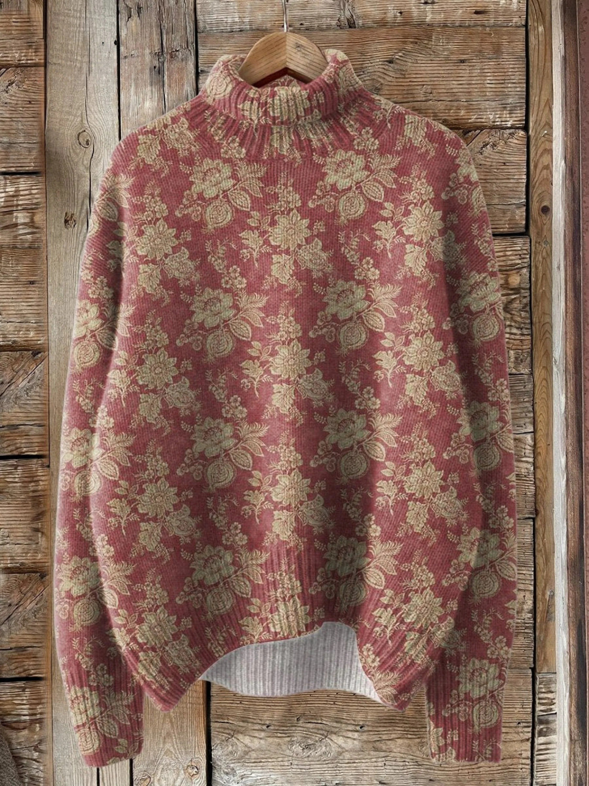 Gretchen | Suéter de Cuello de Tortuga Floral Vintage