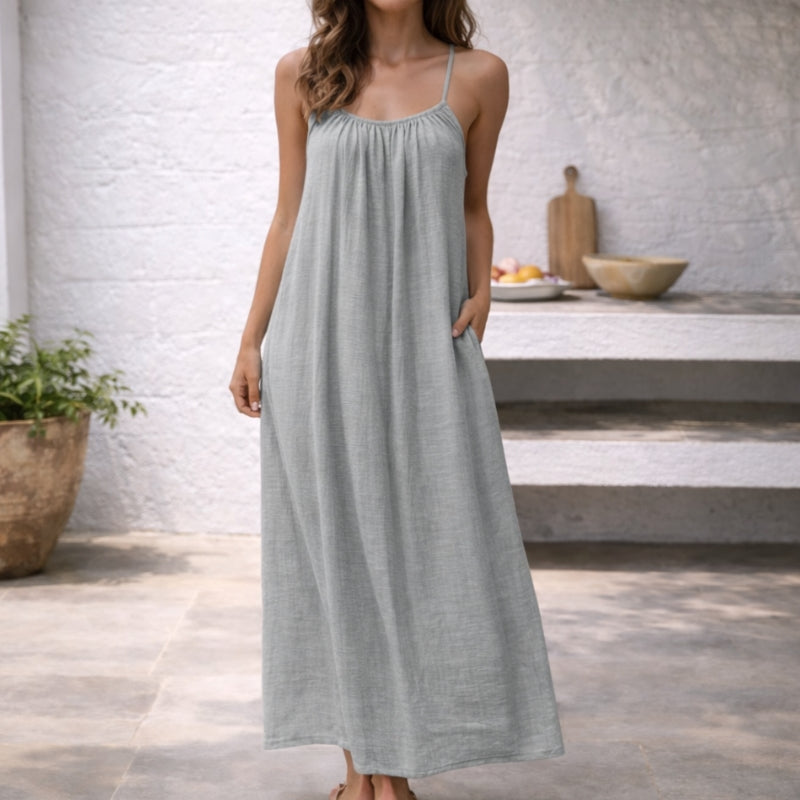 ISLA | Vestido Maxi Fresco con Cintura Ajustable para un Ajuste Perfecto a tu Medida