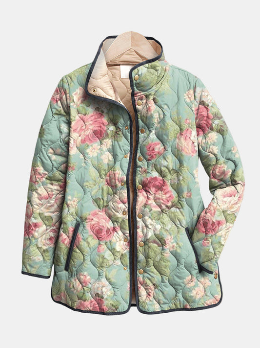 CARYS | Chaqueta Acolchada con Estampado Floral Retro