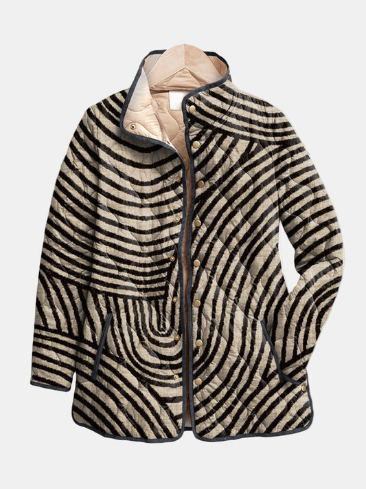 INAYA | Chaqueta Acolchada con Diseño Circular Retro Dibujado a Mano