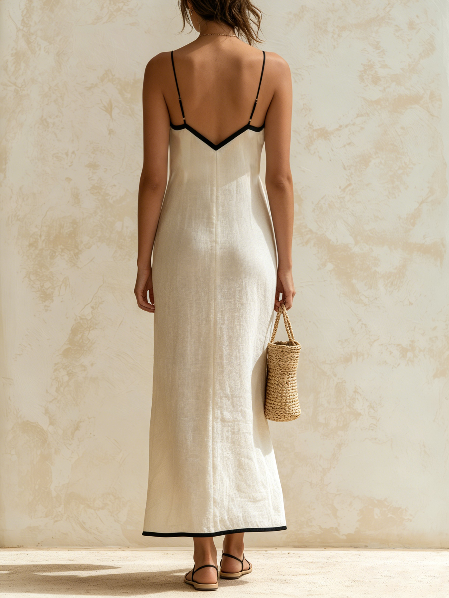 Marisa | Vestido Largo Chevron con Contraste