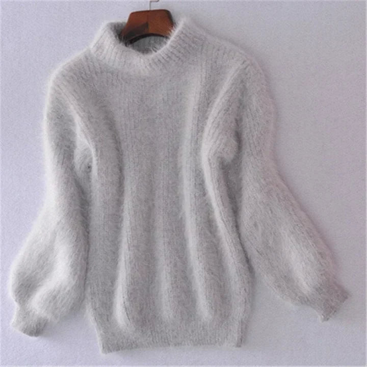Suéter tejido de angora Kanita color gris