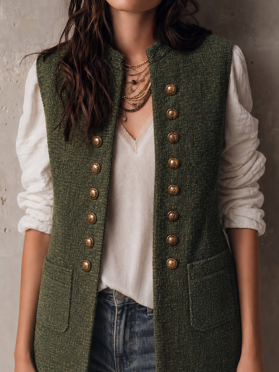 Chaleco con Flecos Olive Nomad