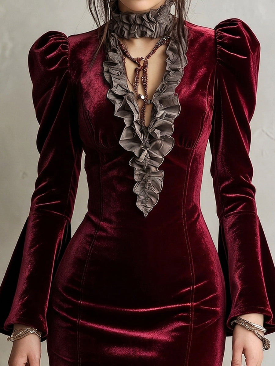 Vestido Bordeaux Nomad de Terciopelo