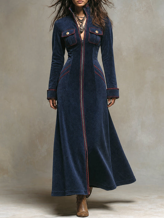 Vestido Largo Midnight Nomad de Pana Estilo Duster